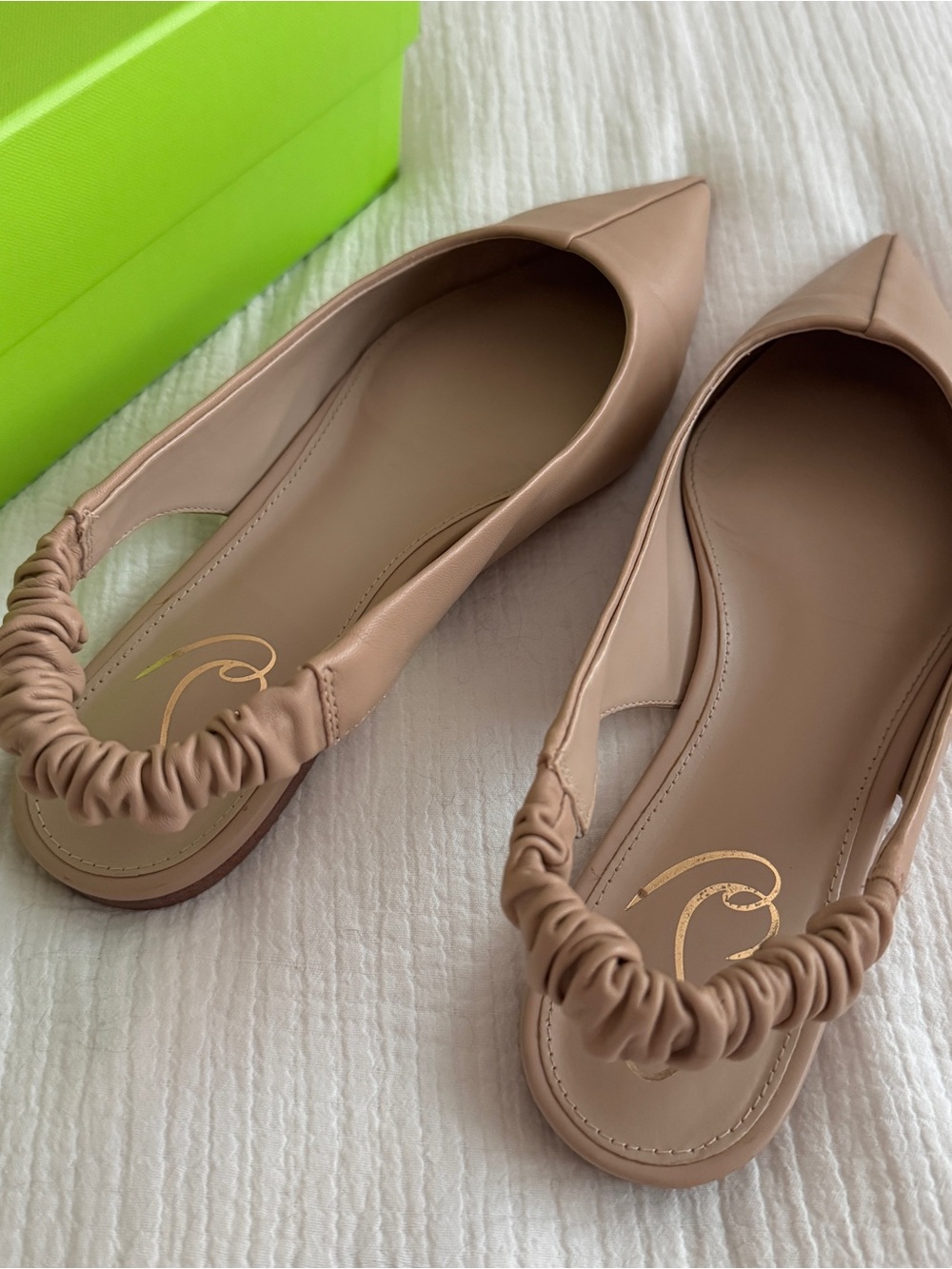 Sam Edelman Whitney Nude Pointed-Toe Slingback Flats - Picture 2 of 8